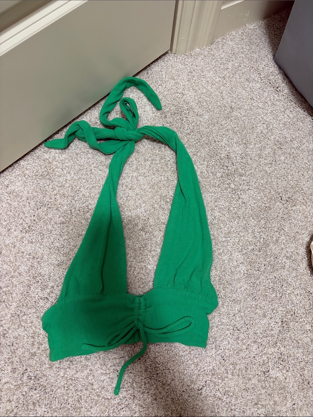 Princess Polly Green Ribbed Halter Top